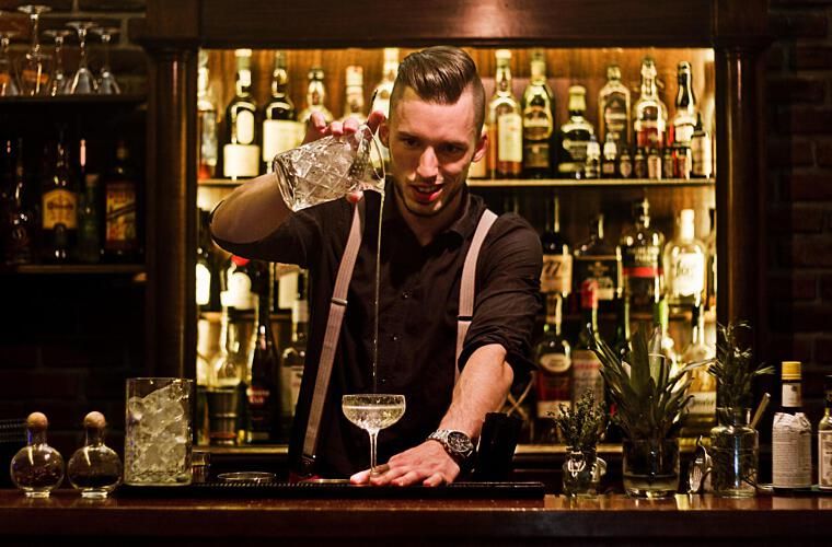 Professional bartending training in action