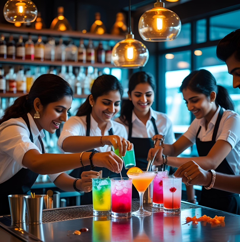 Hands-on bartending training at Molecular Bartending Academy in Bangalore